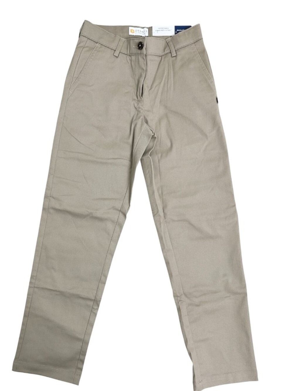 Dennis Uniform Girls Khaki Irvington Stretch Twill Flat Front Pants Slim Size 14